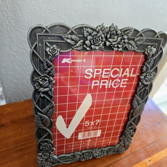 Silver Floral Ornate Metal Standing Vintage Picture Frame 5x7 - Picture 2 of 4